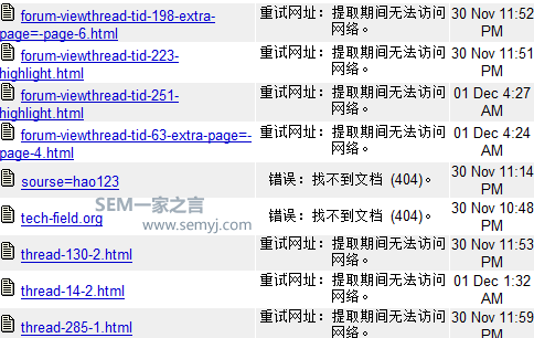 出错的URL
