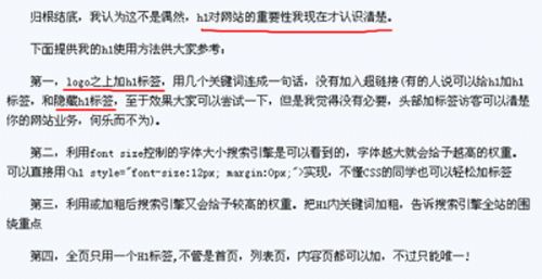 那位站长对h1的高度评价